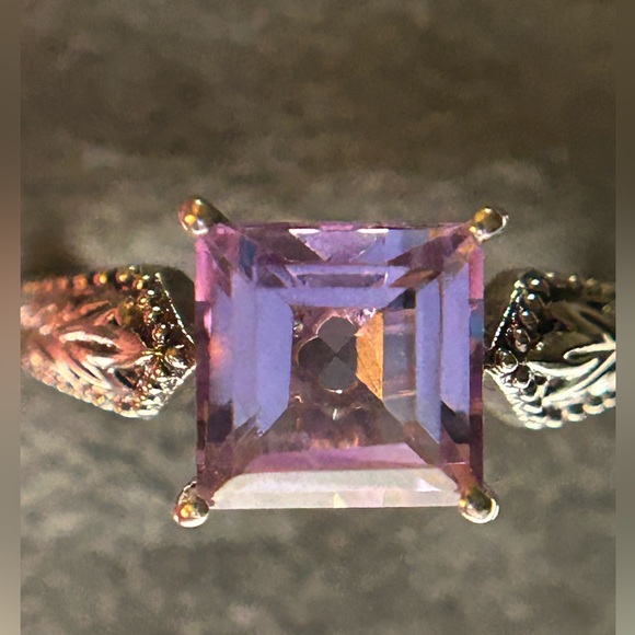 VINTAGE sz6 DESIGNER STS 2.6CTW EMERALD CUT COLOR CHANGING GEMSTONE 925SS ring - Picture 14 of 16